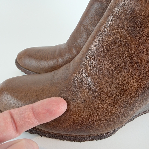 Stuart Weitzman Women's Brown Leather Wedge Heel Boot Ankle Bootie Gum Sole sz 8 - Picture 6 of 12
